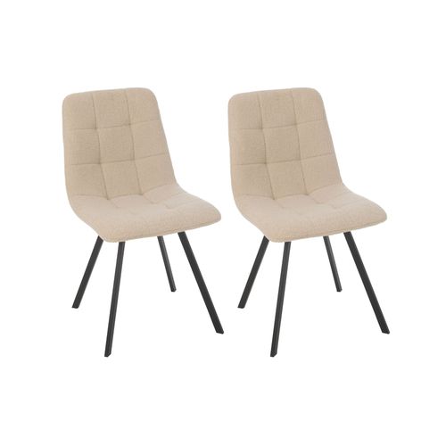 Chaises En Métal Noir Et Tissu Bouclette (lot De 2) - Olivia