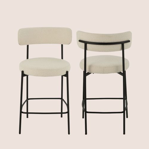 Chaises De Bar En Métal Noir Et Bouclette (lot De 2) - Gerda