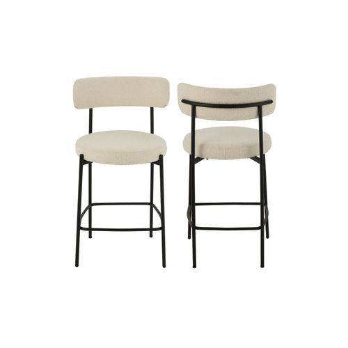 Chaises De Bar En Métal Noir Et Bouclette (lot De 2) - Gerda