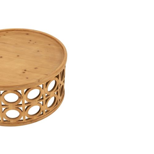 Table Basse Ronde Sculptée En Bois D78 - Cahuita