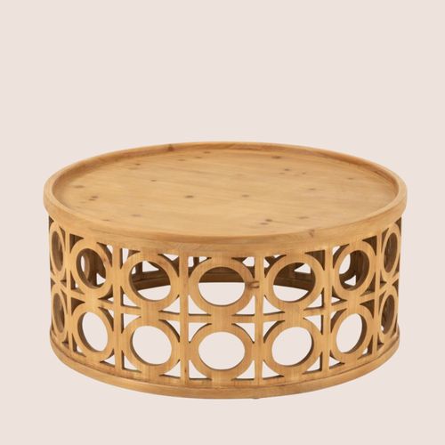 Table Basse Ronde Sculptée En Bois D78 - Cahuita