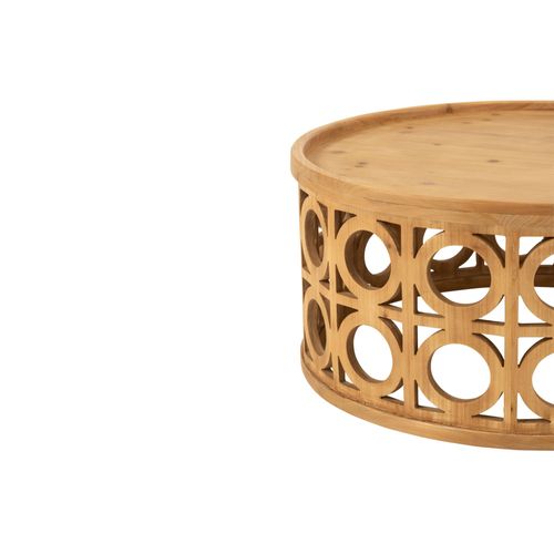 Table Basse Ronde Sculptée En Bois D78 - Cahuita