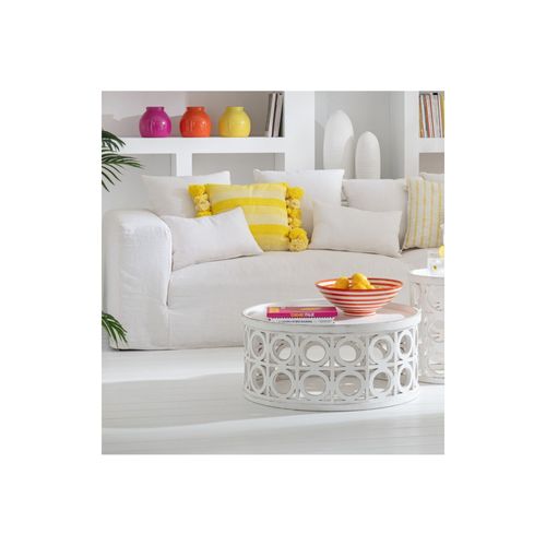 Table Basse Ronde Sculptée En Bois D78 - Cahuita