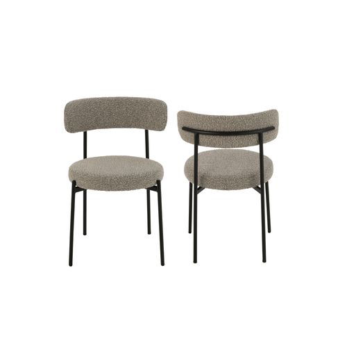 Chaises Design En Métal Noir Et Bouclette (lot De 2) - Gerda