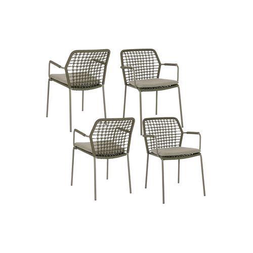 Chaises De Jardin à Accoudoirs Et Coussin (lot De 4) - Palma