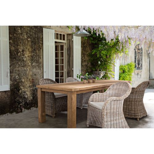 Fauteuil En Rotin Blanchi Et Coussin En Coton - Saint Tropez