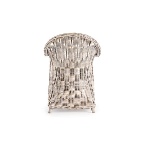 Fauteuil En Rotin Blanchi Et Coussin En Coton - Saint Tropez