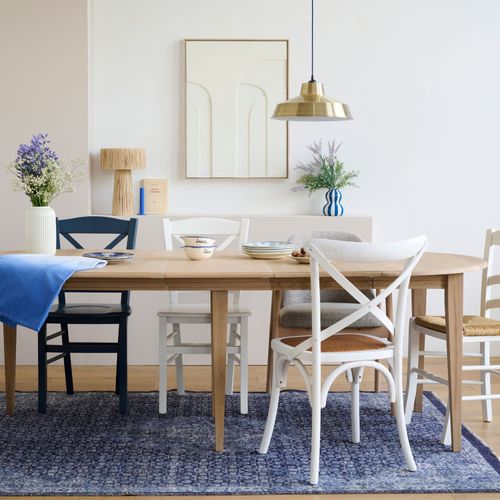 Lot De 2 Allonges Bois Blanchi Table Ronde D115 Pieds Fuseau - Victoria