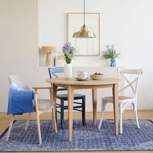 Table Ronde Extensible Chêne Blanchi 4/6 Places D115 Pieds Fuseau - Victoria