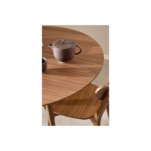 Table à Manger Ronde En Bois D105 Noyer 4 Places - Leta