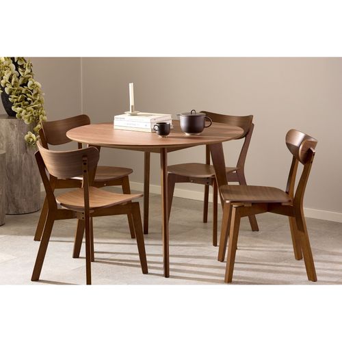 Table à Manger Ronde En Bois D105 Noyer 4 Places - Leta