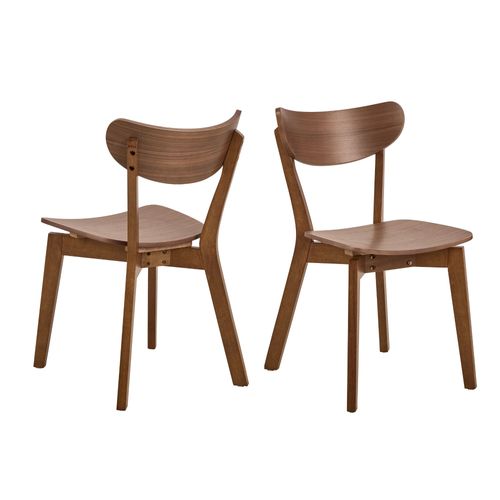 Chaise Scandinave En Bois Finition Noyer (lot De 2) - Leta