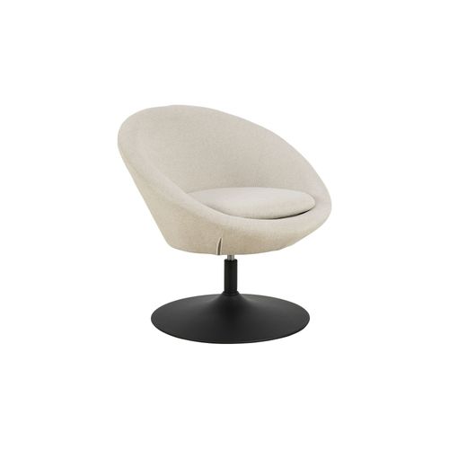 Fauteuil Rond Organique Pivotant En Tissu Beige - Nael