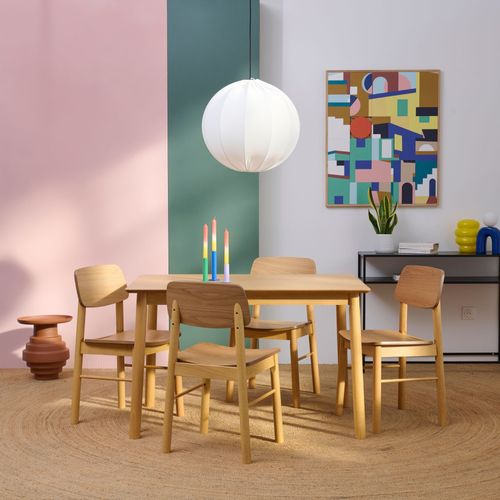 Table Rectangulaire En Chêne L120 + 4 Chaises Chêne - Izia