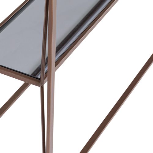 Console En Métal Marron Et Double Plateau En Verre L120 - Theia