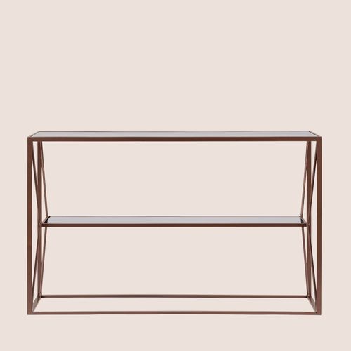 Console En Métal Marron Et Double Plateau En Verre L120 - Theia