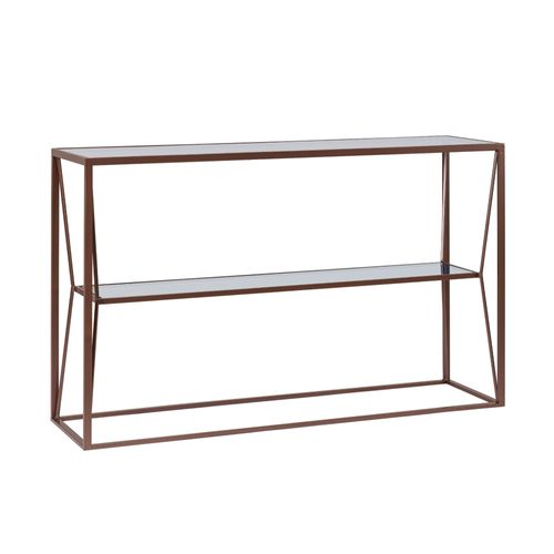 Console En Métal Marron Et Double Plateau En Verre L120 - Theia