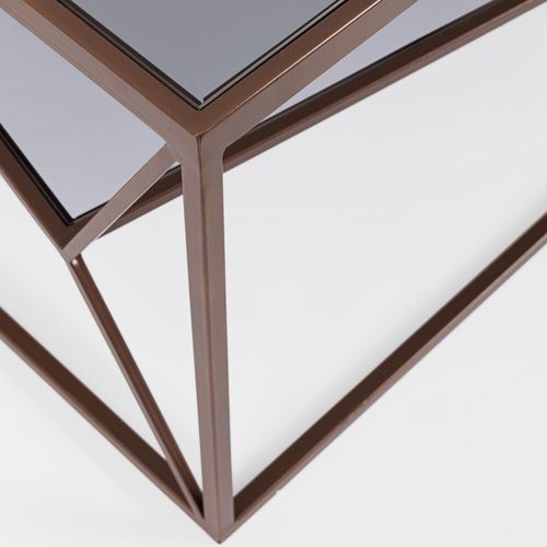 Bout De Canapé Carré En Métal Marron Et Verre L45 - Theia