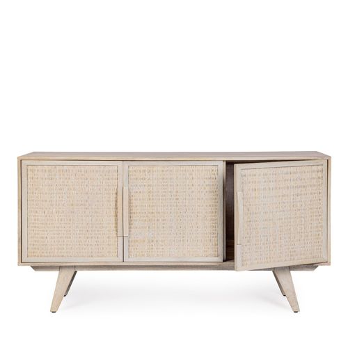 Buffet Bas En Bois De Manguier Blanchi 3 Portes - Shanna