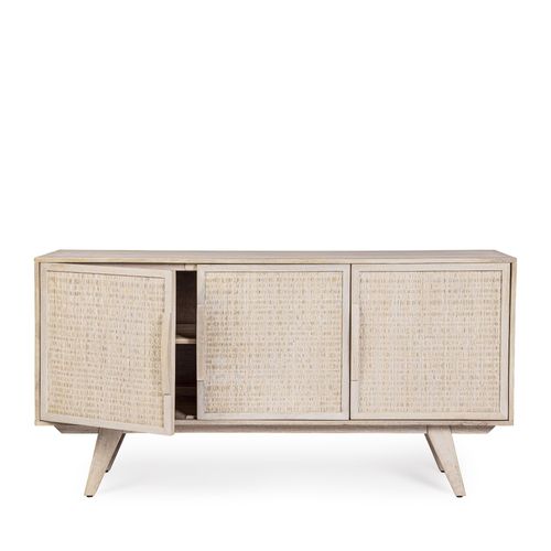 Buffet Bas En Bois De Manguier Blanchi 3 Portes - Shanna
