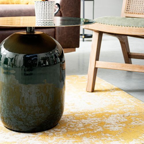 Bout De Canapé Rond En Métal Émaillé Vert D50 - Manila