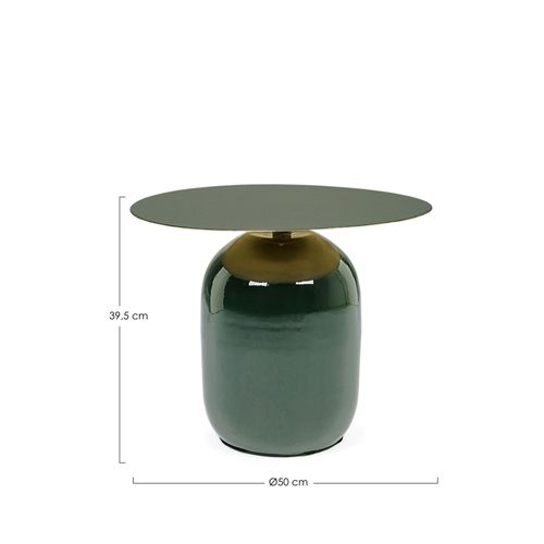 Bout De Canapé Rond En Métal Émaillé Vert D50 - Manila