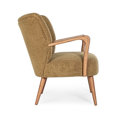 Fauteuil Crapaud à Accoudoirs En Tissu Peluche - Jim