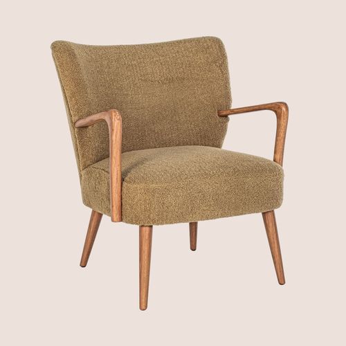 Fauteuil Crapaud à Accoudoirs En Tissu Peluche - Jim