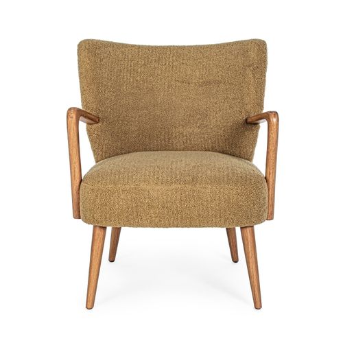 Fauteuil Crapaud à Accoudoirs En Tissu Peluche - Jim