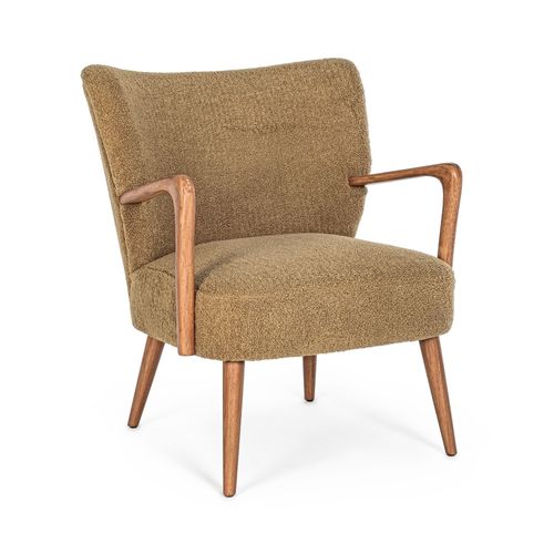 Fauteuil Crapaud à Accoudoirs En Tissu Peluche - Jim