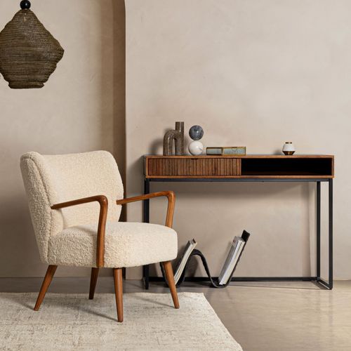 Fauteuil Crapaud à Accoudoirs En Tissu Peluche - Jim