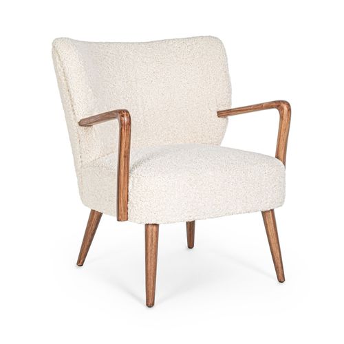 Fauteuil Crapaud à Accoudoirs En Tissu Peluche - Jim