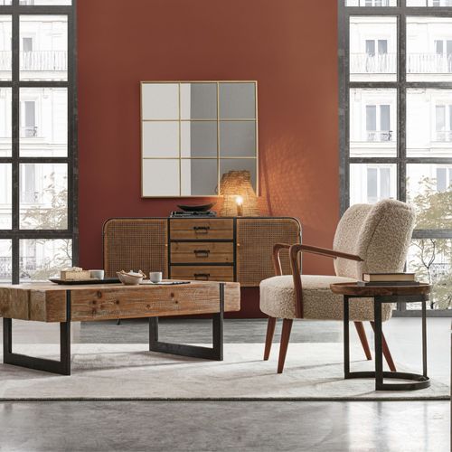 Fauteuil Crapaud à Accoudoirs En Tissu Peluche - Jim