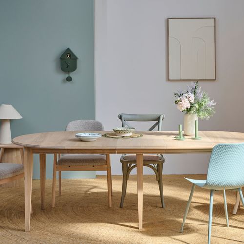 Lot De 2 Allonges Bois Blanchi Table Ronde D105 Pieds Fuseau - Victoria