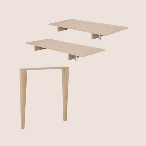 Lot De 2 Allonges Bois Blanchi Table Ronde D105 Pieds Fuseau - Victoria