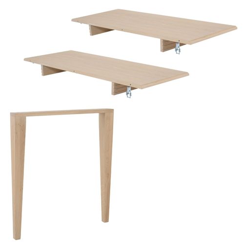 Lot De 2 Allonges Bois Blanchi Table Ronde D105 Pieds Fuseau - Victoria