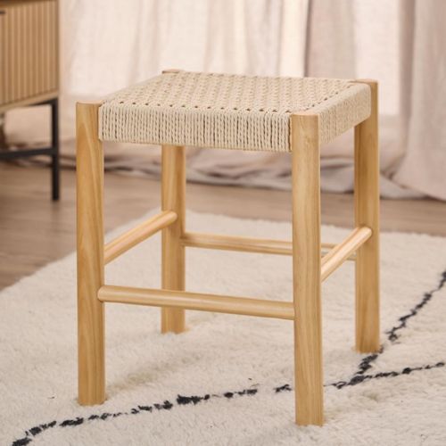 Tabouret En Bois Et Assise Tressée L80 - Theo