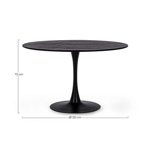 Table à Manger Ronde Tulipe En Métal Noir L120 4 Places - Blossom