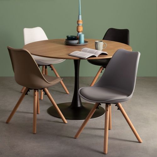 Table à Manger Ronde Tulipe En Métal Noir L120 4 Places - Blossom