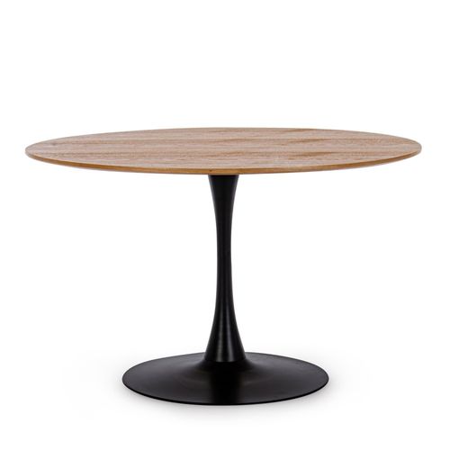 Table à Manger Ronde Tulipe En Métal Noir L120 4 Places - Blossom