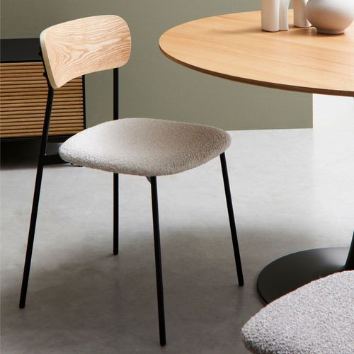 Chaises Design En Métal/bois Et Bouclette Ivoire (lot De 2) - Emy