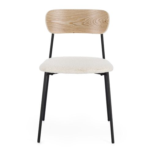 Chaises Design En Métal/bois Et Bouclette Ivoire (lot De 2) - Emy