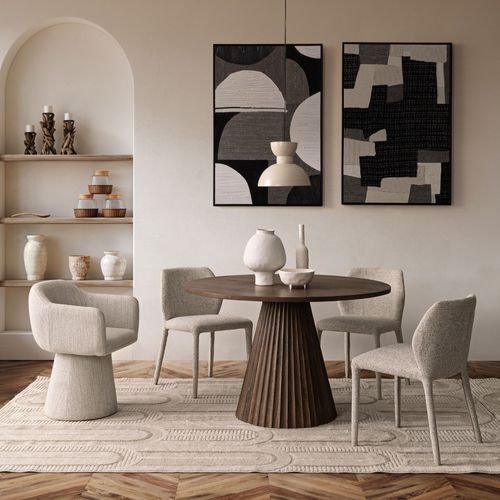 Chaises De Salle à Manger En Tissu Moucheté Beige (lot De 2) - Lily