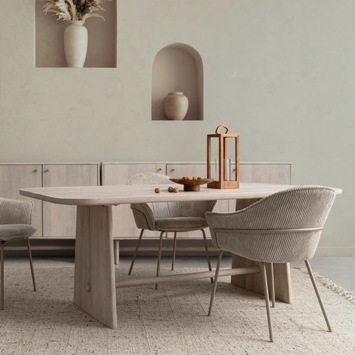 Table Rectangulaire En Manguier Massif Blanchi 8 Places L200 - Tokyo