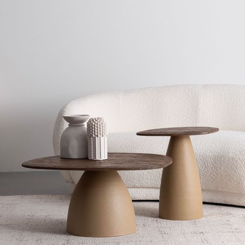 Table Basse Organique En Manguier Et Métal Crème L86 - Shiva