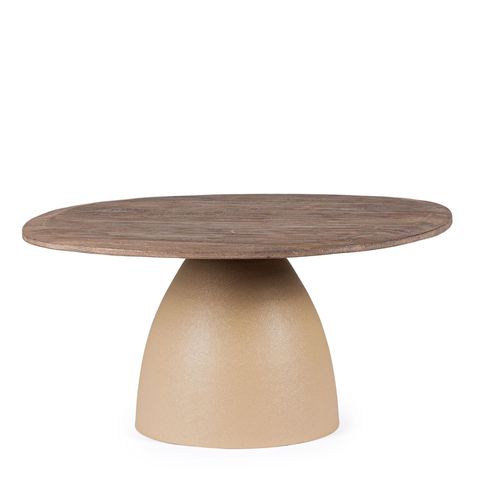 Table Basse Organique En Manguier Et Métal Crème L86 - Shiva