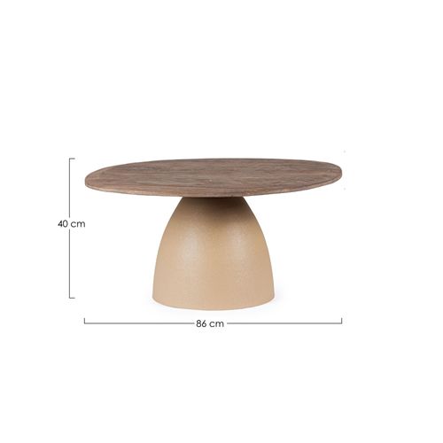 Table Basse Organique En Manguier Et Métal Crème L86 - Shiva