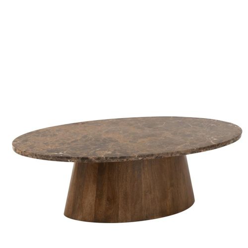 Table Basse Ovale En Bois Et Marbre Marron L130 - Rotterdam