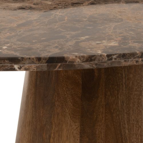 Table Basse Ovale En Bois Et Marbre Marron L130 - Rotterdam