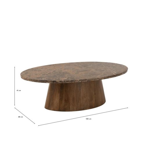 Table Basse Ovale En Bois Et Marbre Marron L130 - Rotterdam